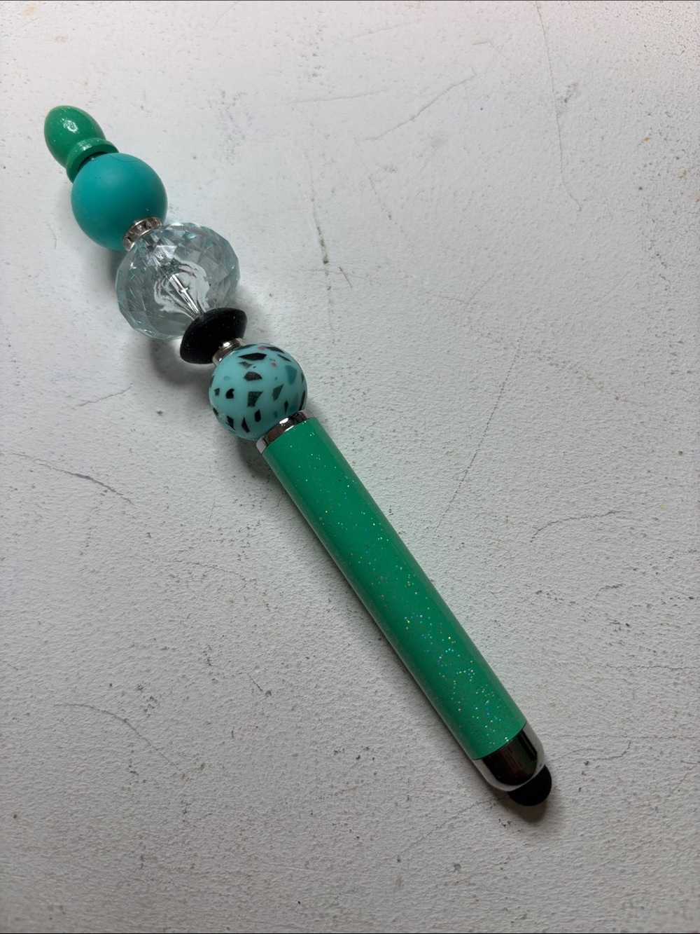Stylish Teal Beaded Stylus Pen - Home Office